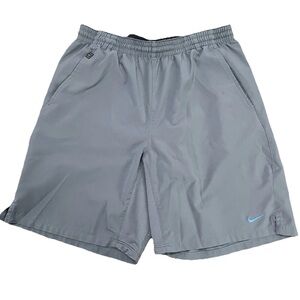 Nike Y2K Gray Athletic Shorts Men’s Small Swoosh Polyester Retro